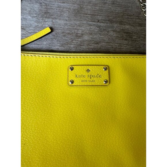 Kate Spade Byrd Chain Link Yellow Leather Chain Strap Clutch Bag With Polka Dot - Picture 2 of 7